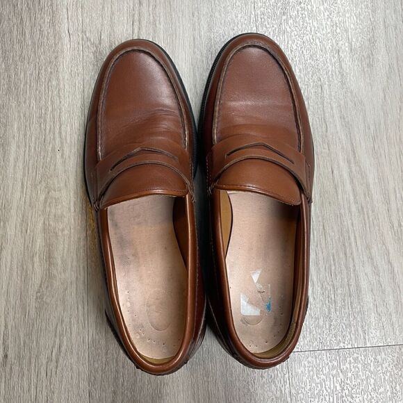 Aquatalia Loafers Mens 9.5 Brown Neil Leather Weatherproof Slip On Casual - Picture 7 of 10